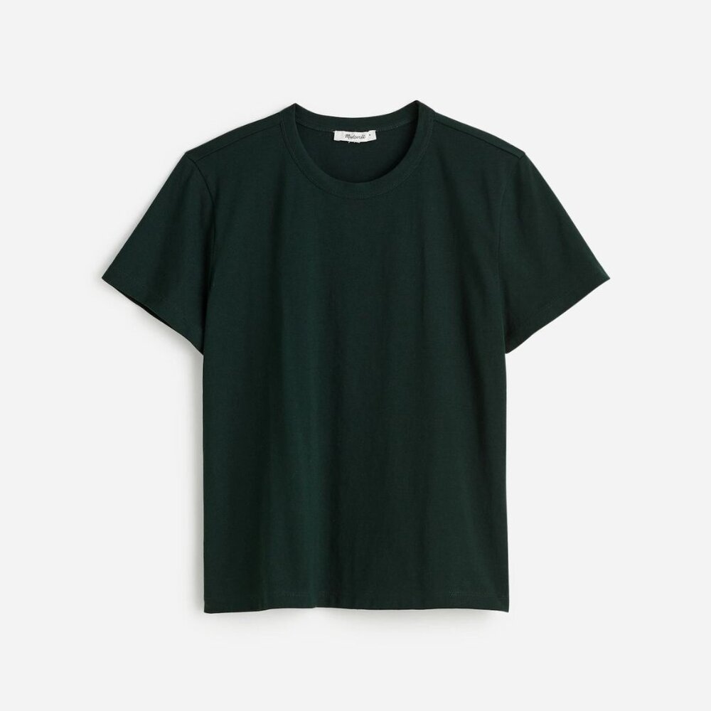 NWT Madewell Cotton Perfect Crewneck Tee in luxury forest - S